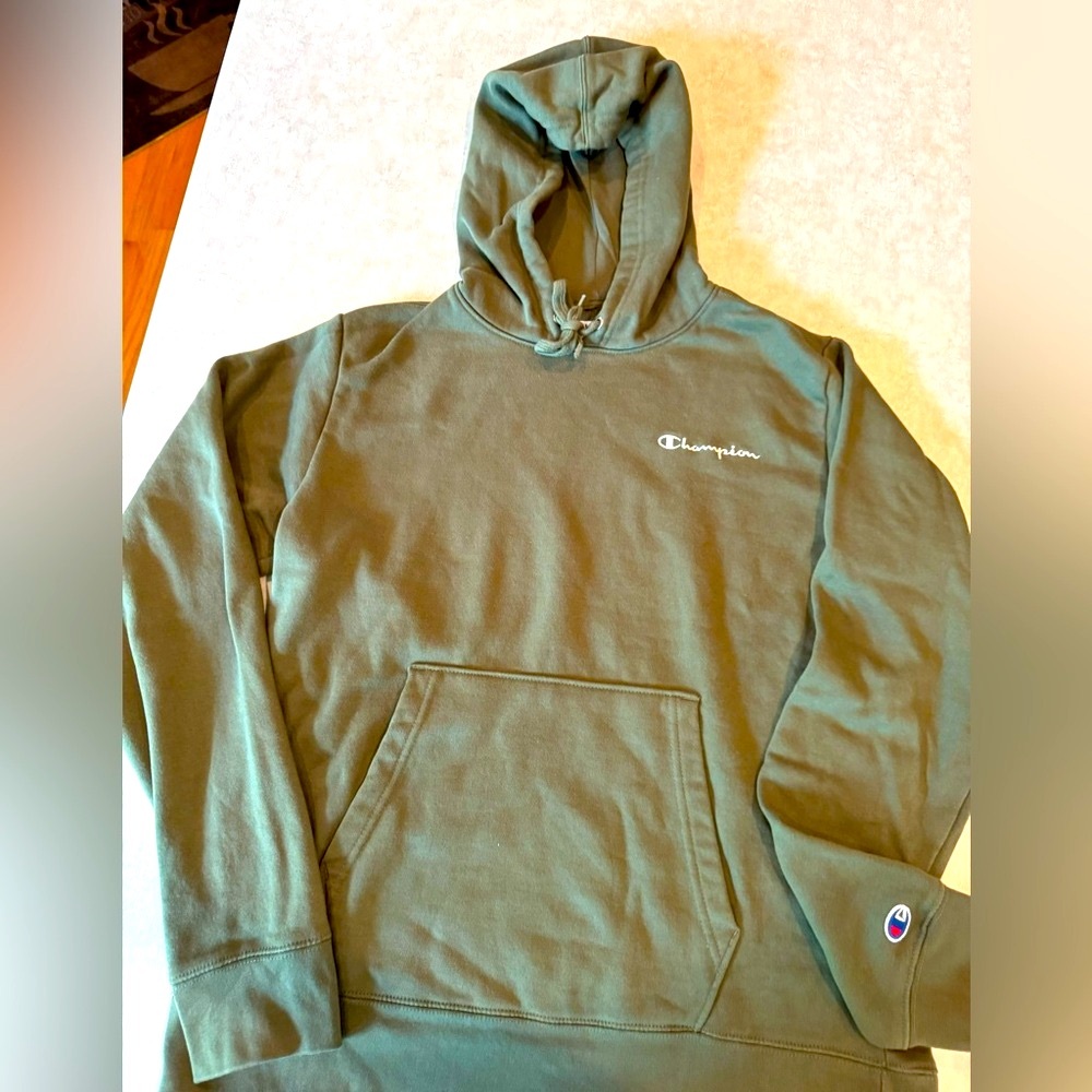 Champion olive color hoodie, size Men’s Medium